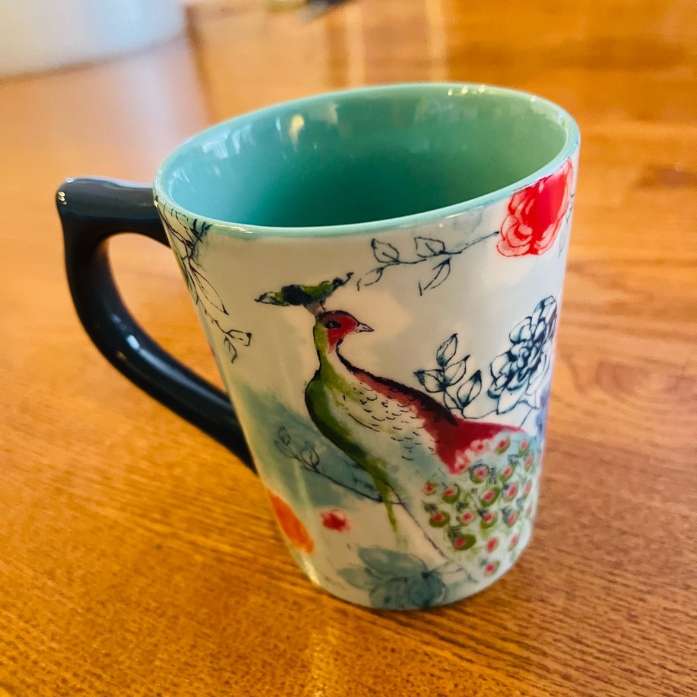 Art by Lauren wan dayspring garden mug peacock with flowers